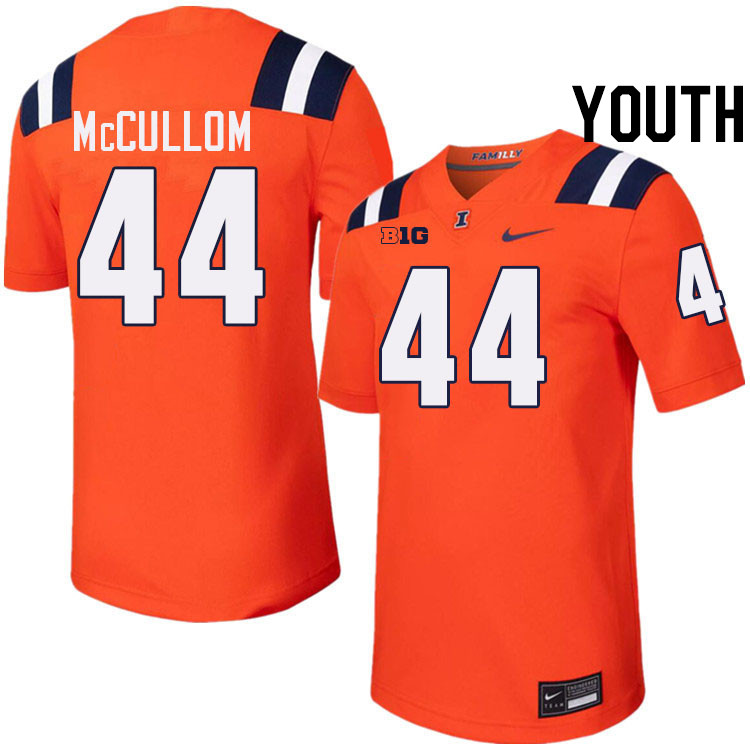 Youth #44 Angelo McCullom Illinois Fighting Illini College Football Jerseys Stitched-Orange